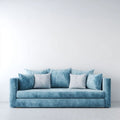 Trzyosobowa sofa welurowa niebieska 220 x 92 x 85 cm z poduszkami