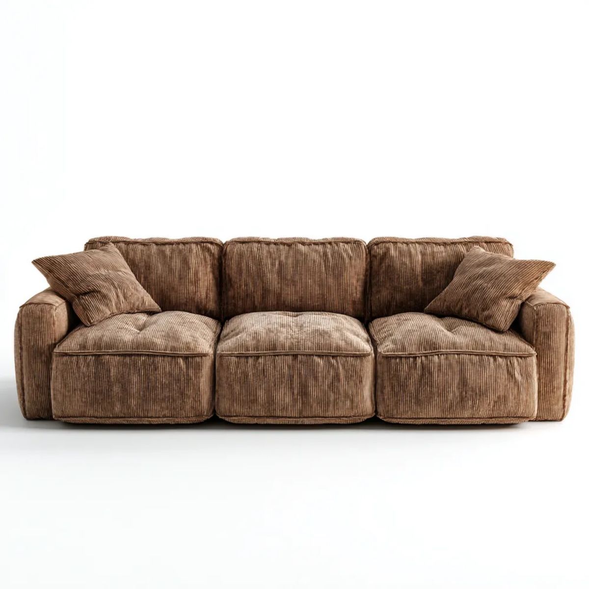 Trzyosobowa sofa sztruksowa z poliestru brązowa 240 x 100 x 85 cm