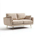 Beżowa sofa dwuosobowa z poliestru sztruksowego 170 x 85 x 85 cm ze złotymi metalowymi nogami