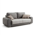 Sofa trzyosobowa szaro-beżowa z tapicerką poliestrową, 230 x 95 x 88 cm