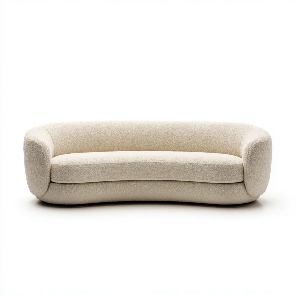 Kremowa dwuosobowa sofa z tkaniny bouclé 180 x 88 x 70 cm, zaokrąglona